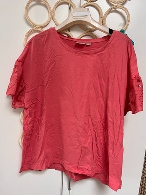 Blue Motion Bluse Top Shirt Tunika orange Spitze am Ärmeln Gr 52 54 eher 48 50