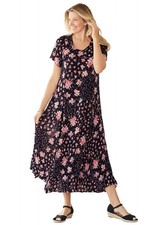 Woman Within Plus Size Short-Sleeve Crinkle Dress