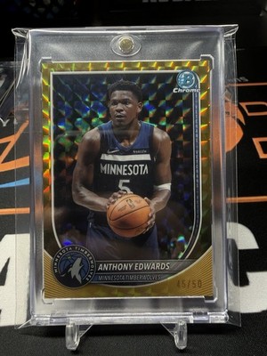 2025-26 Bowman Anthony Edwards Chrome Gold Geometric Refractor #/50 Timberwolves