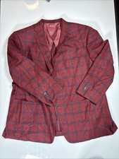 Ing Loro Piana Co Suri Alpaca Silk Lined Red Plaid Jacket Sport Coat Aprox US48