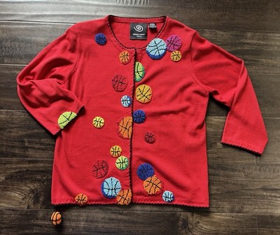 Michael Simon Events 2004 Basketball Chenille Sweater Red sz-M - RARE 2000s