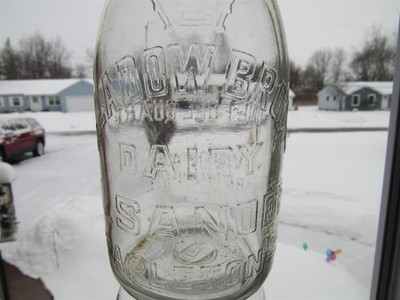 TREQ Milk Bottle Meadow Brook Dairy L Sander Stapleton Staten Island NY 1925