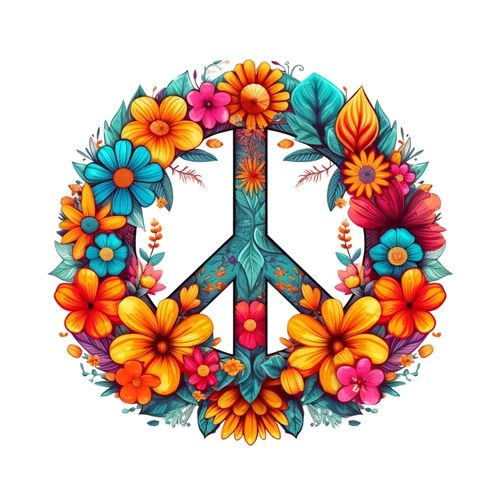 Peace Not War Floral Flower Hippie Self Adhesive Vinyl Sticker
