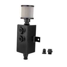 Universal Oil Catch Can, 1000ml Black Aluminum, with Breather and Drain Tap