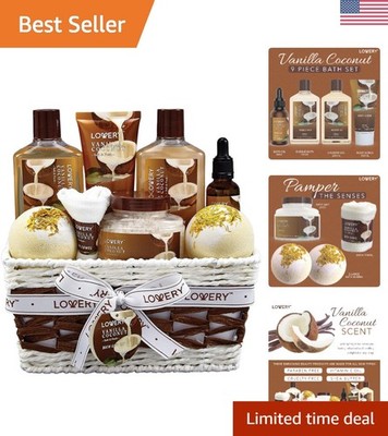 Luxury 9 Piece Vanilla Coconut Spa Gift Basket: Perfect for All Occasions
