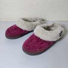 Clarks Womens Chenille Faux Fur Lined Slippers Berry Pink Size 8 M JMH2032T