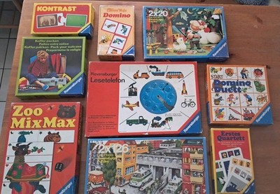 Konvolut Ravensburger Spiele 1970 - 1985 Puzzle Quartett Koffer packen Domino Ko