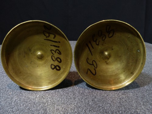 Paire de bougeoir flambeau ancien 19 siècle XIX en bronze laiton style Louis XVI - Imagen 11 de 21