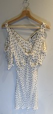 McQ Alexander McQueen Polka Dot Dress White Black Cold Shoulder IT 36 UK 6