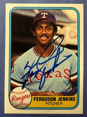 1981 Fleer Ferguson Jenkins Auto HOF Signed Autographed Card JSA Certified