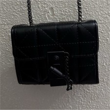 Women s Mini Black Solid Quilted Crossbody Ba...