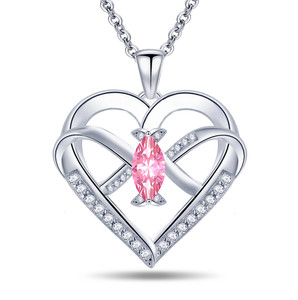 Authentic Emma Manor 14K White Gold Plated Heart Pendant Necklace – 5A CZ Infinity Butterf