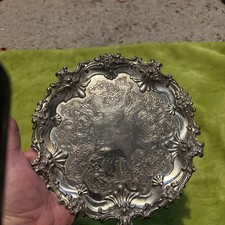 Old Sheffield Silverplate Salver by Corbell & Co round tray Silver Over Copper