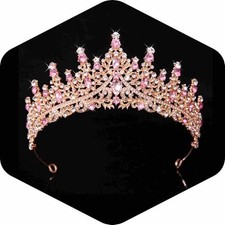 Crystal Tiaras and Crowns for Women Tiara 100 Gold Pink