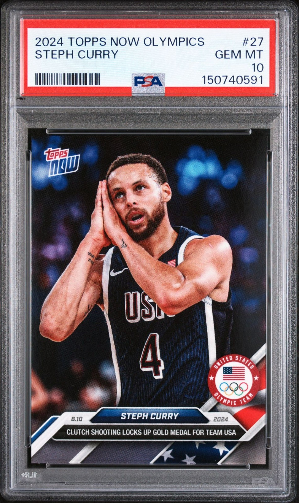 2024 Topps Now Olympics #27 Steph Curry Night Night PSA 10