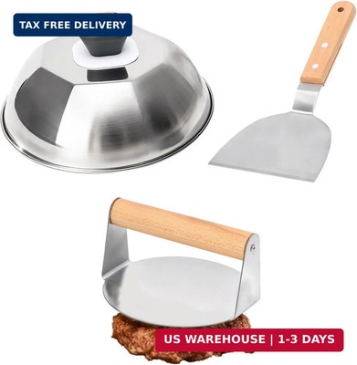 Smash Burger Press Kit - Burger Press, Melting Dome, Grill Spatula Hamburger Pre