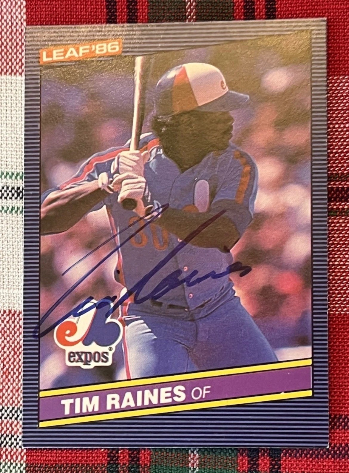 TIM RAINES 1986 DONRUSS SIGNED CARD #108 MONTREAL EXPOS JOF AUTO