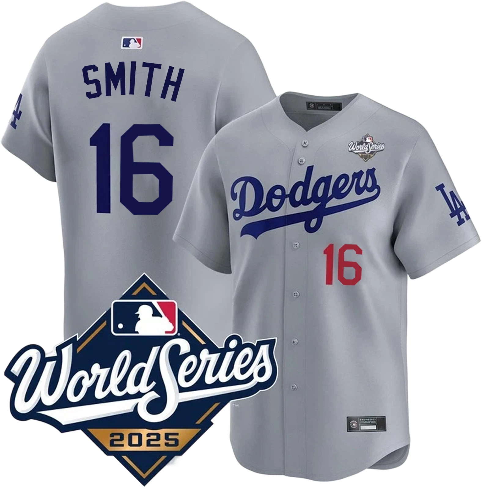 Men's Dodgers #16 Will Smith  2025 World Series Home Replica Player Jersey