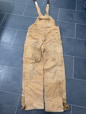 Carhartt Bib Overalls Mens 38x34 Fits 38x31 Brown Duck Canvas Insulated R41BRN