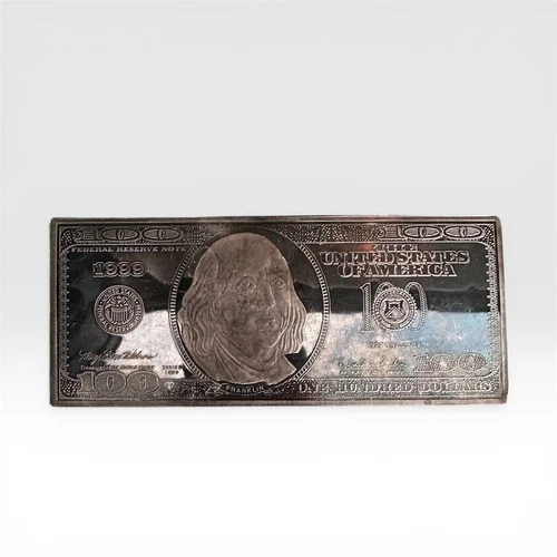 4.58Oz .999 Fine Silver Bar 1999 Benjamin Franklin $100 Dollar Bill