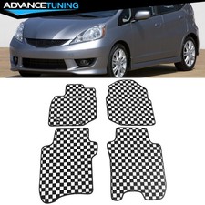 For 09-13 Honda Fit Car Anti-slip Floor Mats Checkered Carpets Black White Plaid