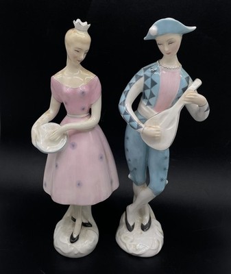 Royal Doulton Figurines Harlequin & Columbine Girl ~ Porcelain Collectables 8''
