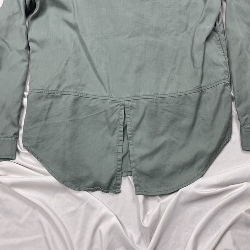Lucky Brand Shirt Top Women's Sz. M Button Down Split Back Green 100% Lyocell - Picture 3 of 8