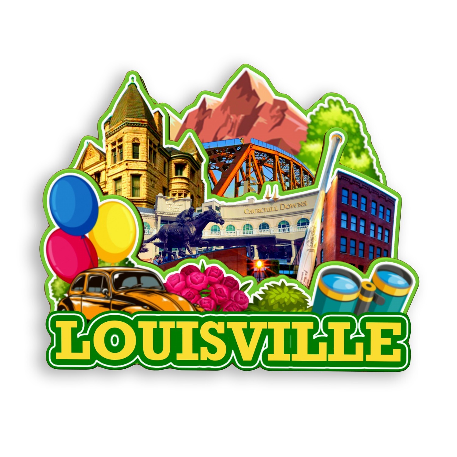 Louisville Kentucky USA Refrigerator magnet 3D travel souvenirs wood gifts