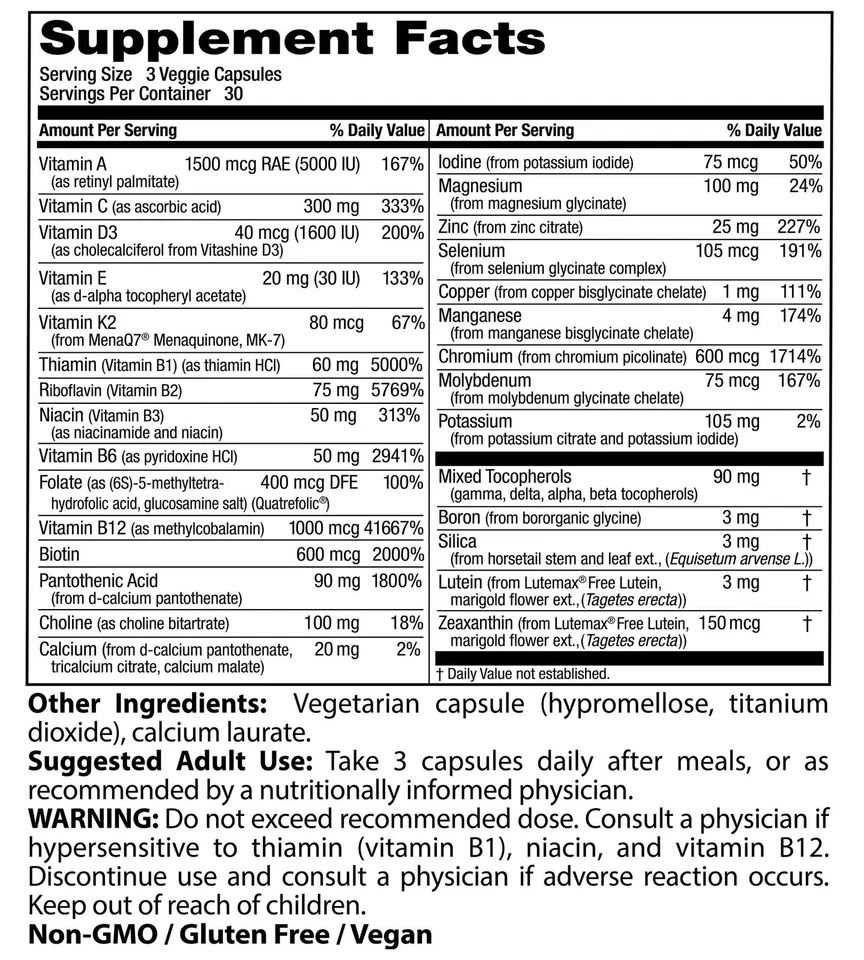 Doctor's Best мультивитаминный комплекс 90 растительных капсул, все в одном общее состояние здоровья - Изображение 4 из 4