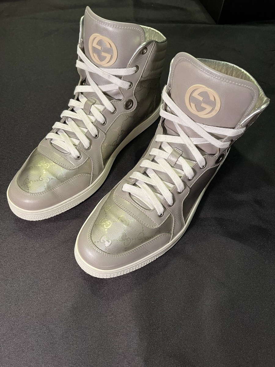 Gucci シルバー ゴルフシューズ GUCCI 8G SILVER METALLIC CLASSIC EMBLEM SNEAKERS GG 11 FITS 45 US