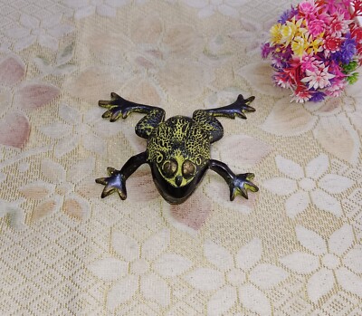 Swimming Frog Paperweight Brass Rainy Frog Idol Office Table Showpiece CA432