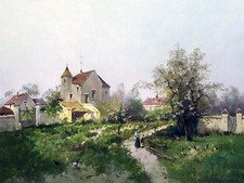 people trees birds E. Laloue Accent Tile Mural Kitchen Backsplash Marble Ceramic