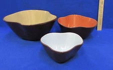 Nesting Serving Bowls Set 3 Abstract Shape Brown Multicolor Interiors Blue Coral