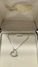 White Gold Cascading Diamond Heart Pendant On Delicate Gold Chain 10k