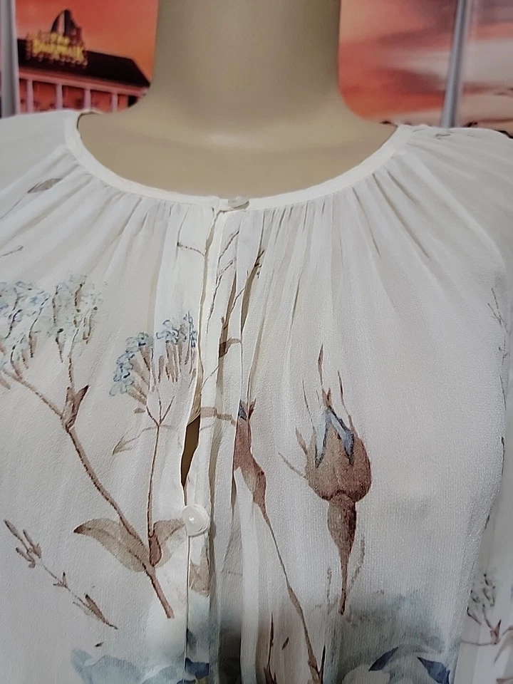 Massimo Dutti Silk Floral US 8 Women's Top Tunic Blouse #C - Image 2 of 4