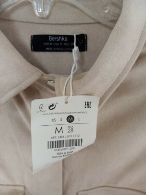 BERSHKA Medium Faux Suede Snap Front Belted Long Sleeve Dress NWT | eBay