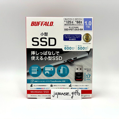 BUFFALO Ultra Compact Portable SSD Black 1TB USB3.2 Gen2 SSD-PST1 