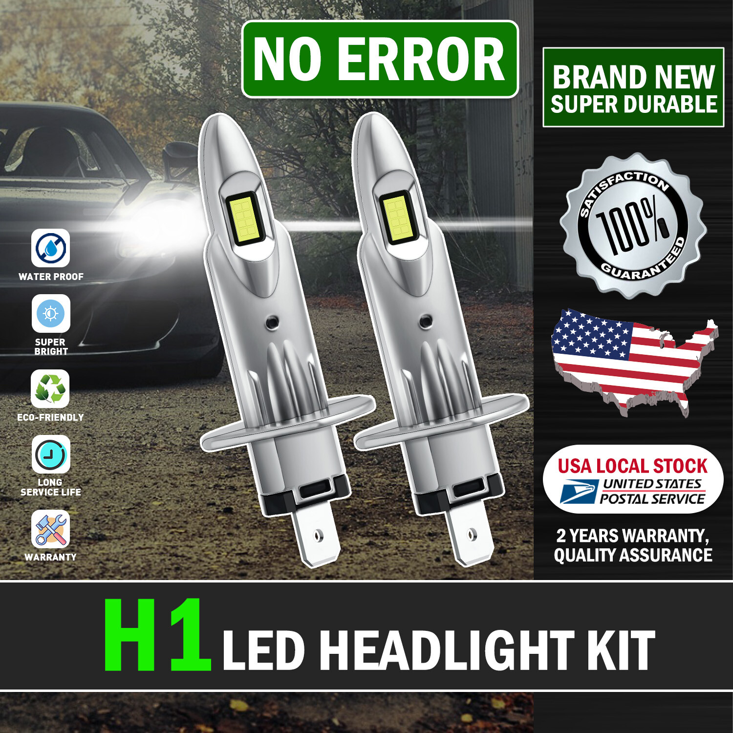 CANbus H1 LED Headlight Bulbs Conversion White Bright 6000K For 07-12 Kia Rondo