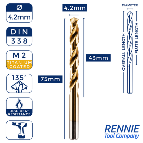 1 X HSS Metric Jobber Drill Bit 1mm - 13mm M2 Fully Ground Titanium TiN Coated - Picture 22 of 55