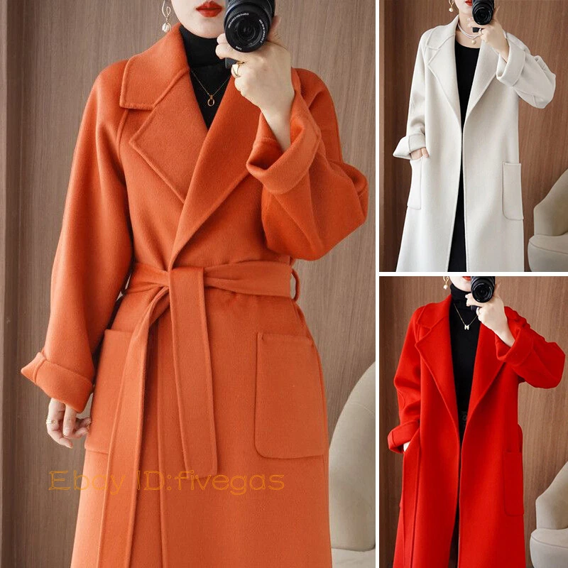 OFF WHITE Giacca outwear da donna misto lana collo collare cappotto lungo oversize trincea