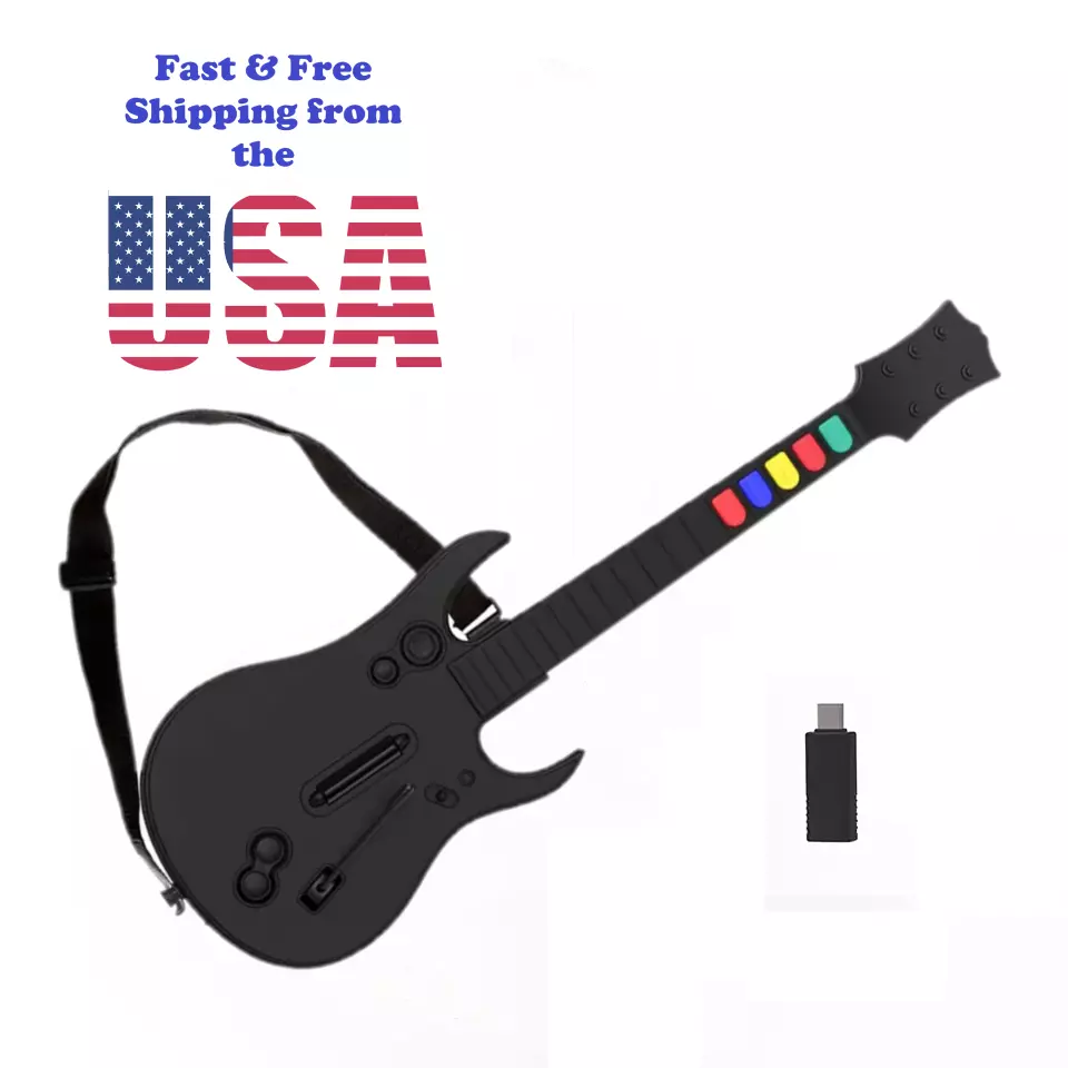 Guitar Hero Guitar, Wireless PC Guitar Hero Controller for PlayStation 3  PS3 with Dongle for Clone Hero, Rock Band Guitar Hero Games White