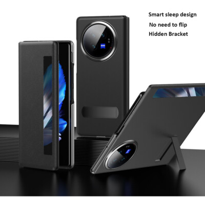Luxury Smart View  leather Flip Cover Bracket Case For vivo X Fold3 Pro / Fold3