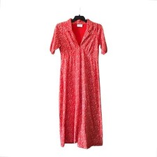 ASOS Design Red with Daisies Short Sleeve V-Neck Maxi Dress with Slit Size 12