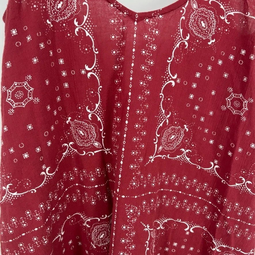 Top túnica Madewell Cover Up para mujer extra pequeña con estampado de bandana roja Foto 3 de 4