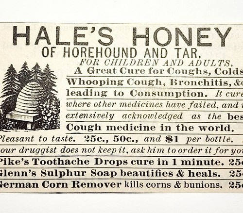 1885 Medical Hale's Honey Horehound Quack Medicine Advertisement Antique 1 - 第 1/2 張圖片