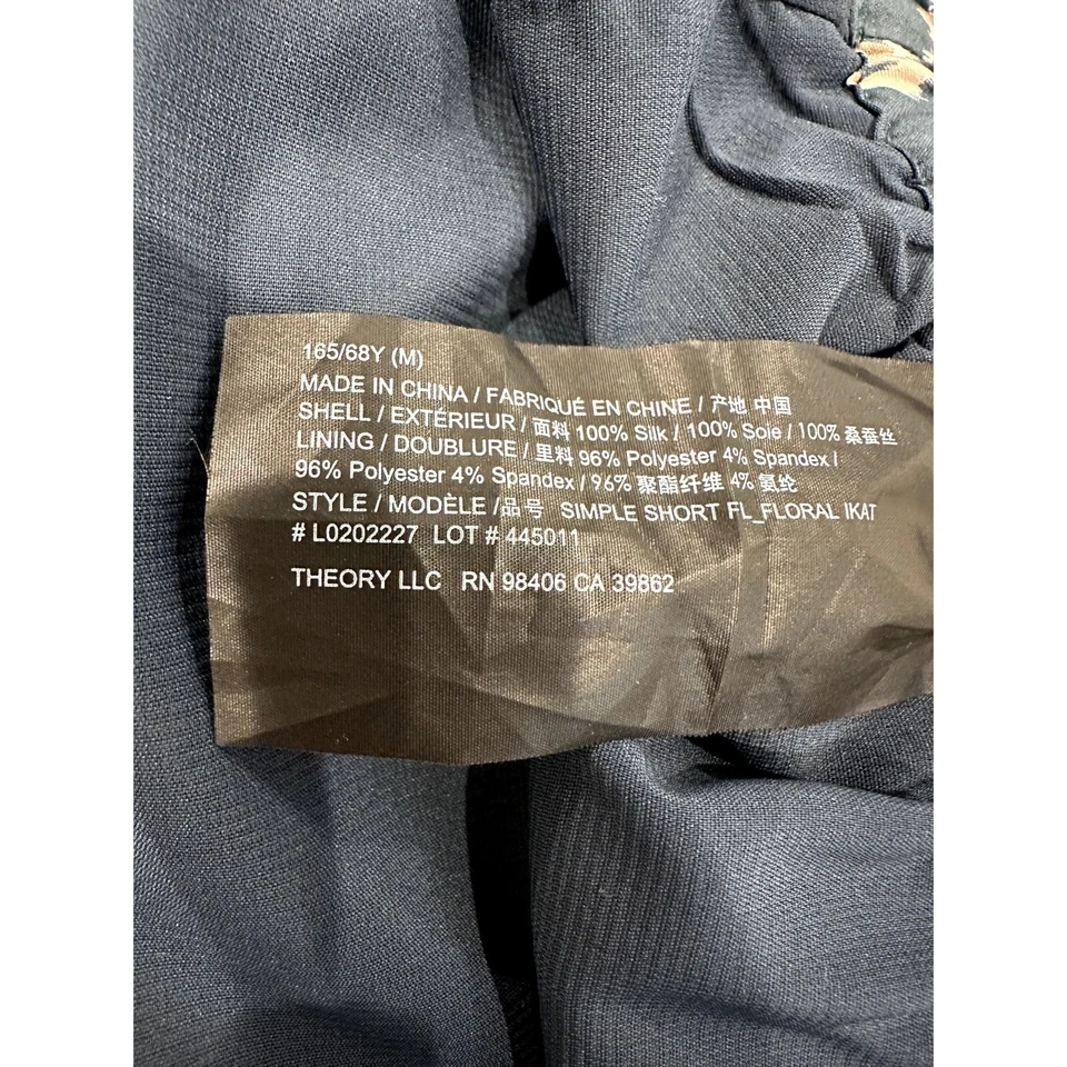 Pantalón Corto Theory Ralfinn Floral Ikat Silk Camp en Azul Marino Talla M Foto 4 de 4
