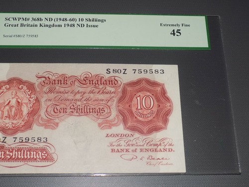 PCGS GREAT BRITAIN KINGDOM 10 SHILLINGS 1948 ND ISSUE SCWPM# 368B EX FINE 45 - Picture 3 of 6