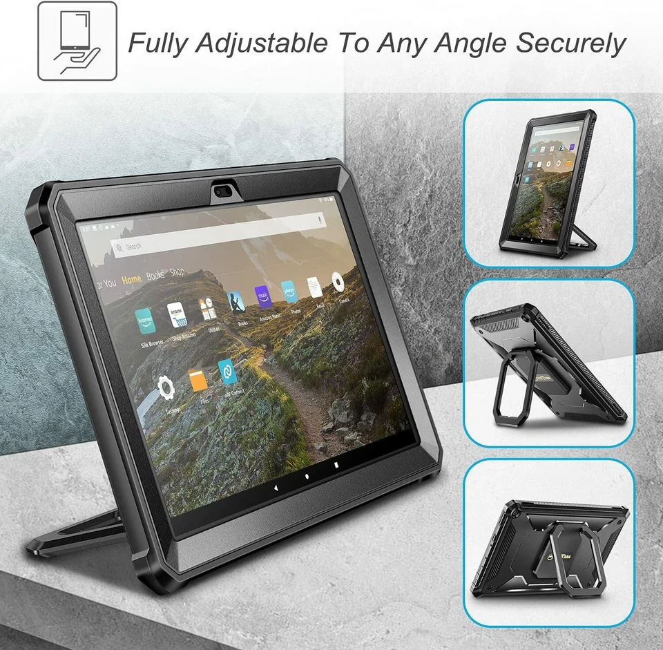 For Amazon Fire HD 10/10 Plus 11th Gen 2021 360° Rotating Case Grip Carry Cover - Image 4 of 4