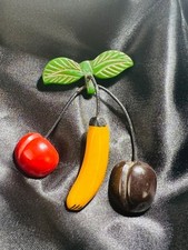 Vintage Bakelite Figural Fruits Brooch Pin