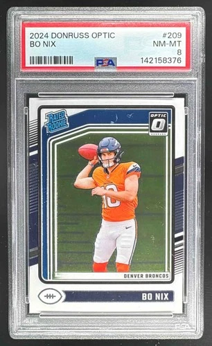 EL.205 Bo Nix 2024 Panini Donruss Optic #209 Rated Rookie PSA 8